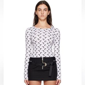 Marine Serre Borderline long sleeve all over moon top